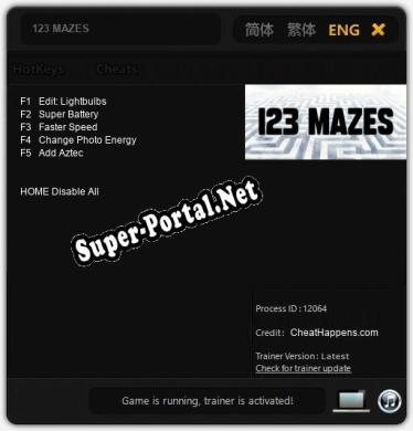 123 MAZES: ТРЕЙНЕР И ЧИТЫ (V1.0.99)