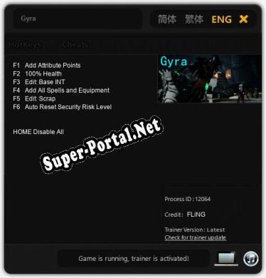 Трейнер для Gyra [v1.0.9]