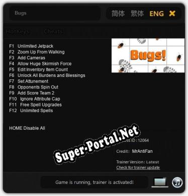 Трейнер для Bugs [v1.0.2]