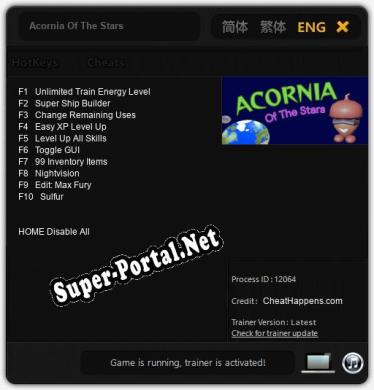 Трейнер для Acornia Of The Stars [v1.0.8]