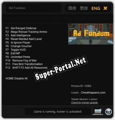 Ad Fundum: Трейнер +12 [v1.5]
