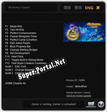 Alchemy Classic: ТРЕЙНЕР И ЧИТЫ (V1.0.60)