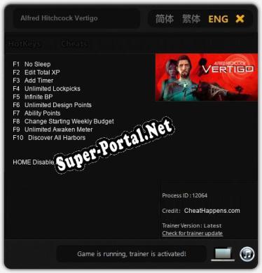 Alfred Hitchcock Vertigo: Читы, Трейнер +10 [CheatHappens.com]