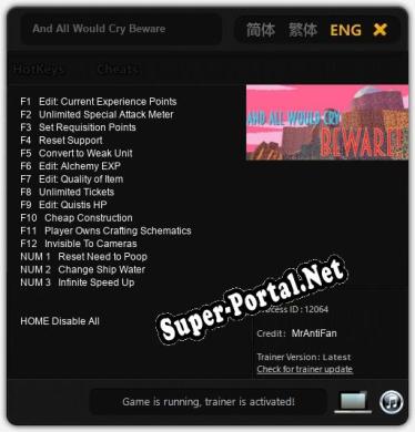 And All Would Cry Beware: ТРЕЙНЕР И ЧИТЫ (V1.0.57)