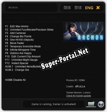 Трейнер для Archon [v1.0.5]