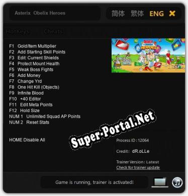 Трейнер для Asterix  Obelix Heroes [v1.0.2]