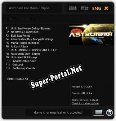 Astronaut The Moon Eclipse: ТРЕЙНЕР И ЧИТЫ (V1.0.98)