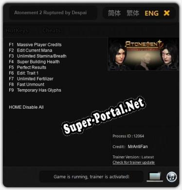 Трейнер для Atonement 2 Ruptured by Despair [v1.0.7]