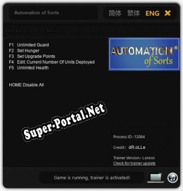 Трейнер для Automation of Sorts [v1.0.1]