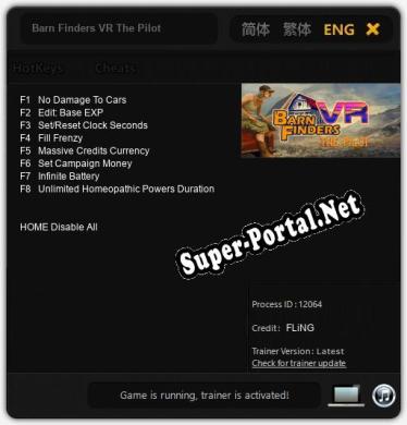 Трейнер для Barn Finders VR The Pilot [v1.0.6]