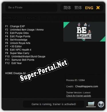 Трейнер для Be a Pirate [v1.0.1]