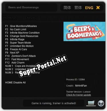 Трейнер для Beers and Boomerangs [v1.0.6]