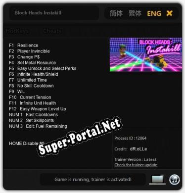 Трейнер для Block Heads Instakill [v1.0.4]