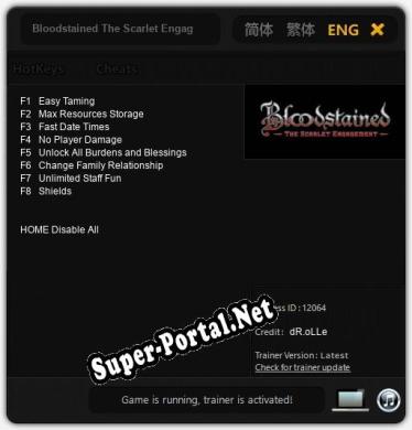 Bloodstained The Scarlet Engagement: Трейнер +8 [v1.5]
