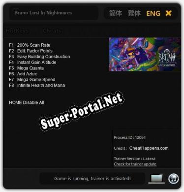 Трейнер для Bruno Lost In Nightmares [v1.0.8]