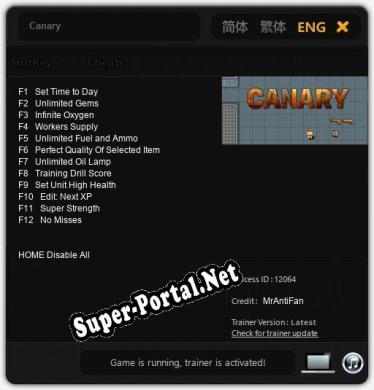 Canary: Читы, Трейнер +12 [MrAntiFan]