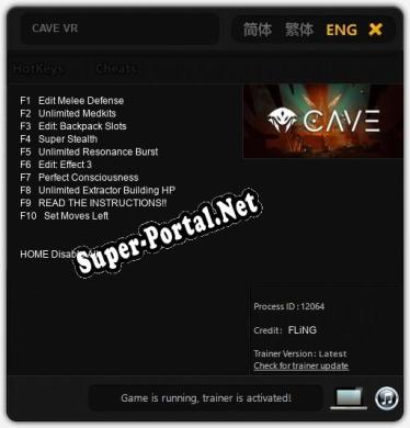 CAVE VR: Трейнер +10 [v1.3]