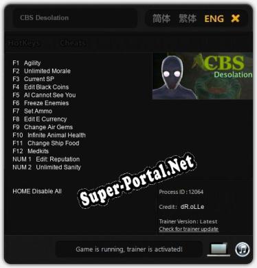 Трейнер для CBS Desolation [v1.0.8]