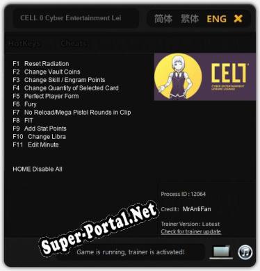 CELL 0 Cyber Entertainment Leisure Lounge: Трейнер +11 [v1.6]
