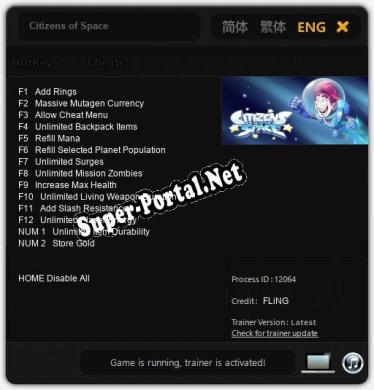 Citizens of Space: ТРЕЙНЕР И ЧИТЫ (V1.0.28)