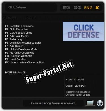 Click Defense: Трейнер +12 [v1.6]
