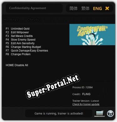 Confidentiality Agreement: ТРЕЙНЕР И ЧИТЫ (V1.0.21)