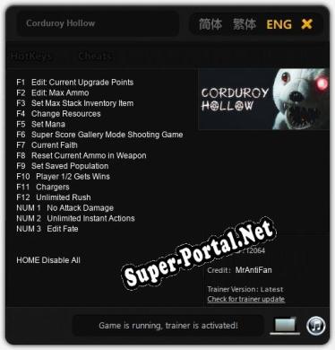 Corduroy Hollow: Читы, Трейнер +15 [MrAntiFan]
