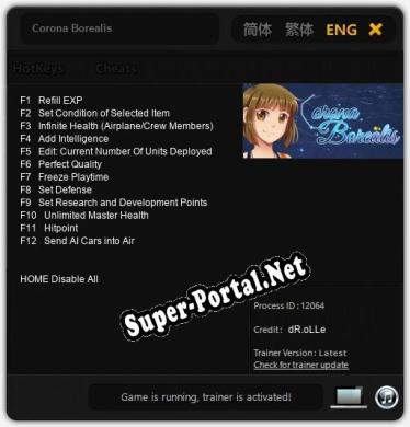 Трейнер для Corona Borealis [v1.0.9]
