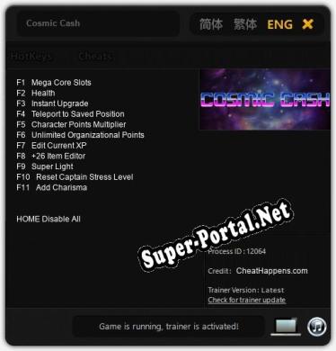 Cosmic Cash: ТРЕЙНЕР И ЧИТЫ (V1.0.77)