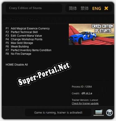 Crazy Edition of Stunts: Трейнер +8 [v1.3]
