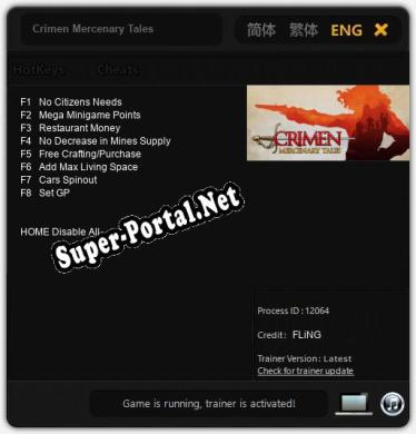 Crimen Mercenary Tales: Читы, Трейнер +8 [FLiNG]