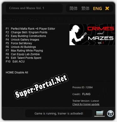 Crimes and Mazes Vol. 1: ТРЕЙНЕР И ЧИТЫ (V1.0.50)