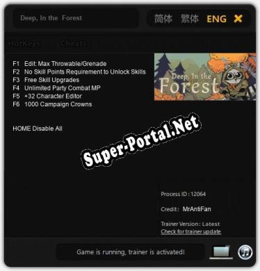Deep, In the Forest: ТРЕЙНЕР И ЧИТЫ (V1.0.48)