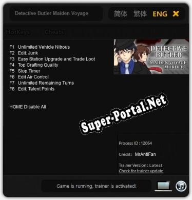 Detective Butler Maiden Voyage Murder: Трейнер +8 [v1.8]