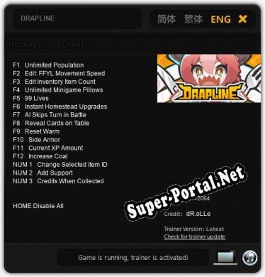 DRAPLINE: Трейнер +15 [v1.3]