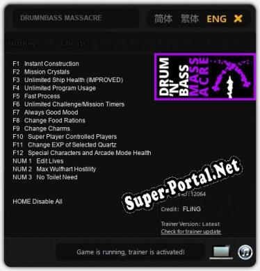 DRUMNBASS MASSACRE: ТРЕЙНЕР И ЧИТЫ (V1.0.98)