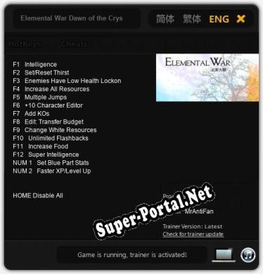 Трейнер для Elemental War Dawn of the Crystals [v1.0.4]