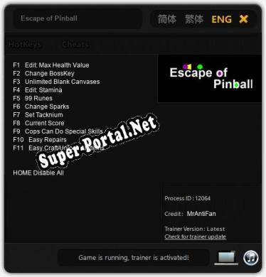 Escape of Pinball: Читы, Трейнер +11 [MrAntiFan]