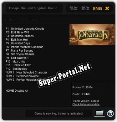 Трейнер для Escape The Lost Kingdom The Forgotten Pharaoh [v1.0.7]