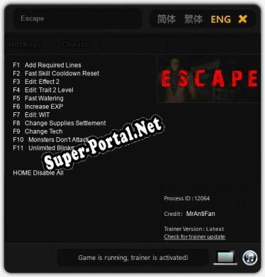 Escape: Трейнер +11 [v1.6]