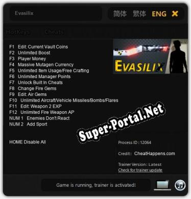 Evasilix: ТРЕЙНЕР И ЧИТЫ (V1.0.94)