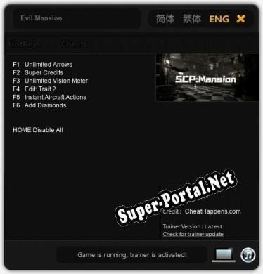 Трейнер для Evil Mansion [v1.0.9]