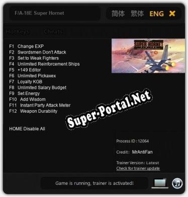 F/A-18E Super Hornet: ТРЕЙНЕР И ЧИТЫ (V1.0.80)