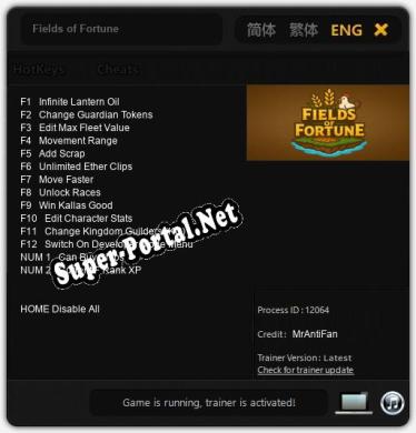 Трейнер для Fields of Fortune [v1.0.6]