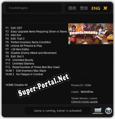 Трейнер для Foodslingers [v1.0.7]