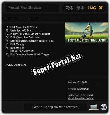 Трейнер для Football Pitch Simulator [v1.0.4]