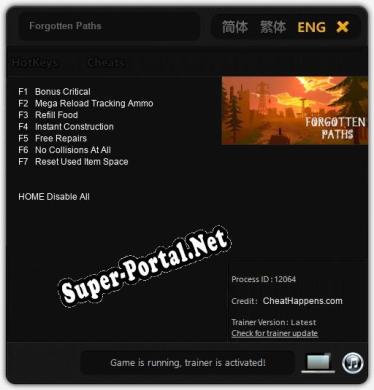 Forgotten Paths: Трейнер +7 [v1.9]