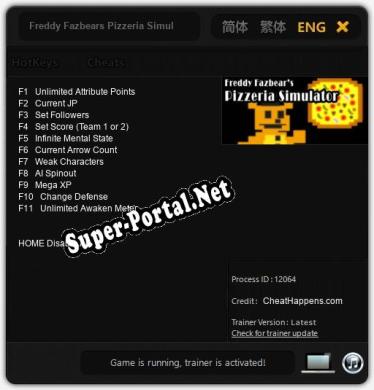Трейнер для Freddy Fazbears Pizzeria Simulator [v1.0.2]