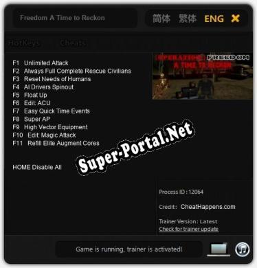 Freedom A Time to Reckon: Трейнер +11 [v1.3]