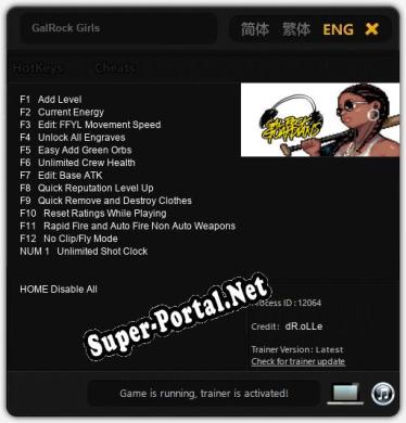 Трейнер для GalRock Girls [v1.0.7]